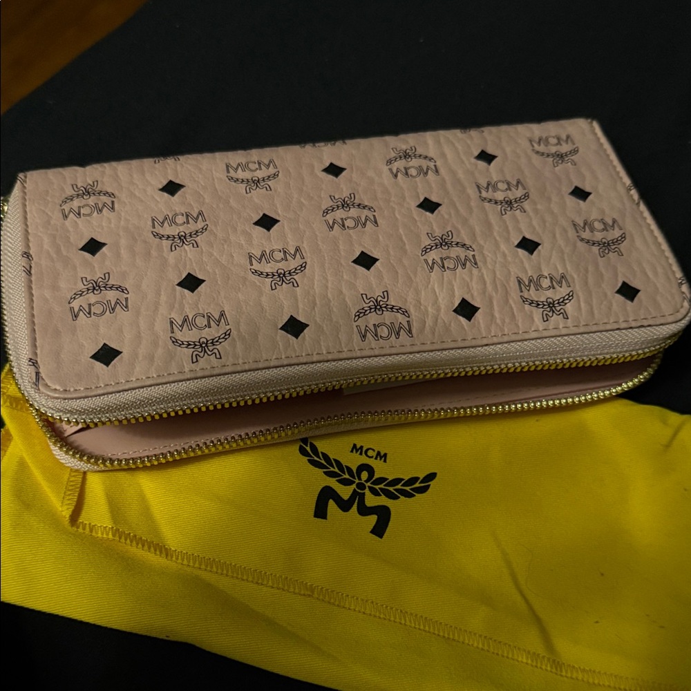 MCM Blush Wallet with Iconic Logo Pattern